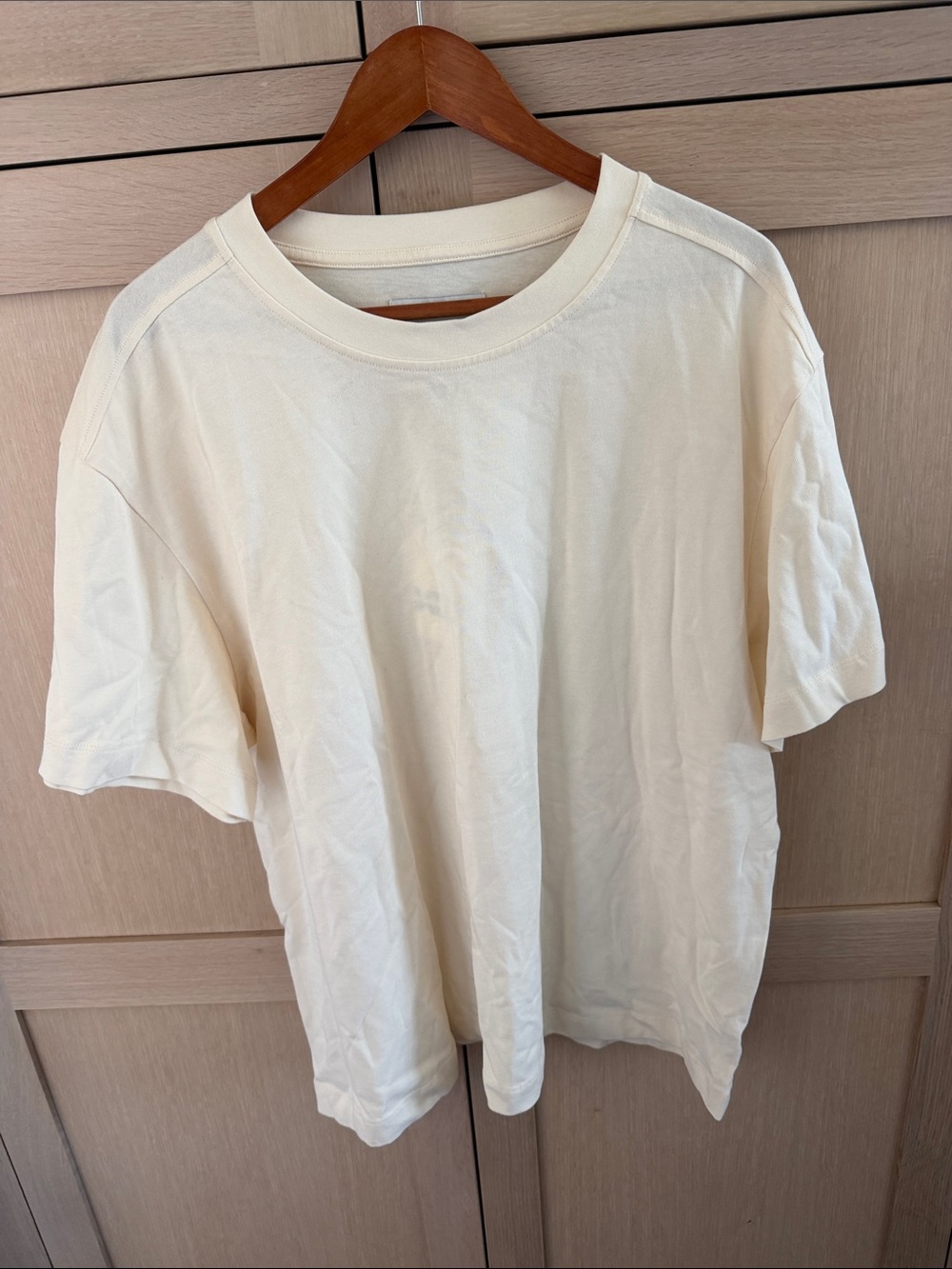 Relaxed Crewneck Short-Sleeve T-Shirt in Cream